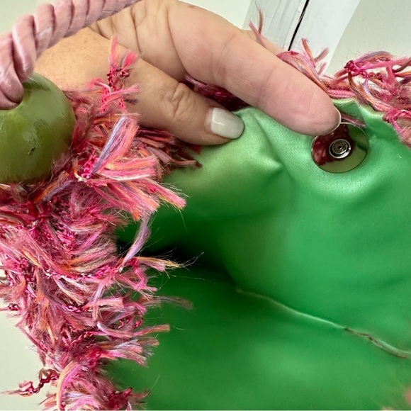 Custom made Pink Fabric Purse with Bead Accents - Picture 9 of 14